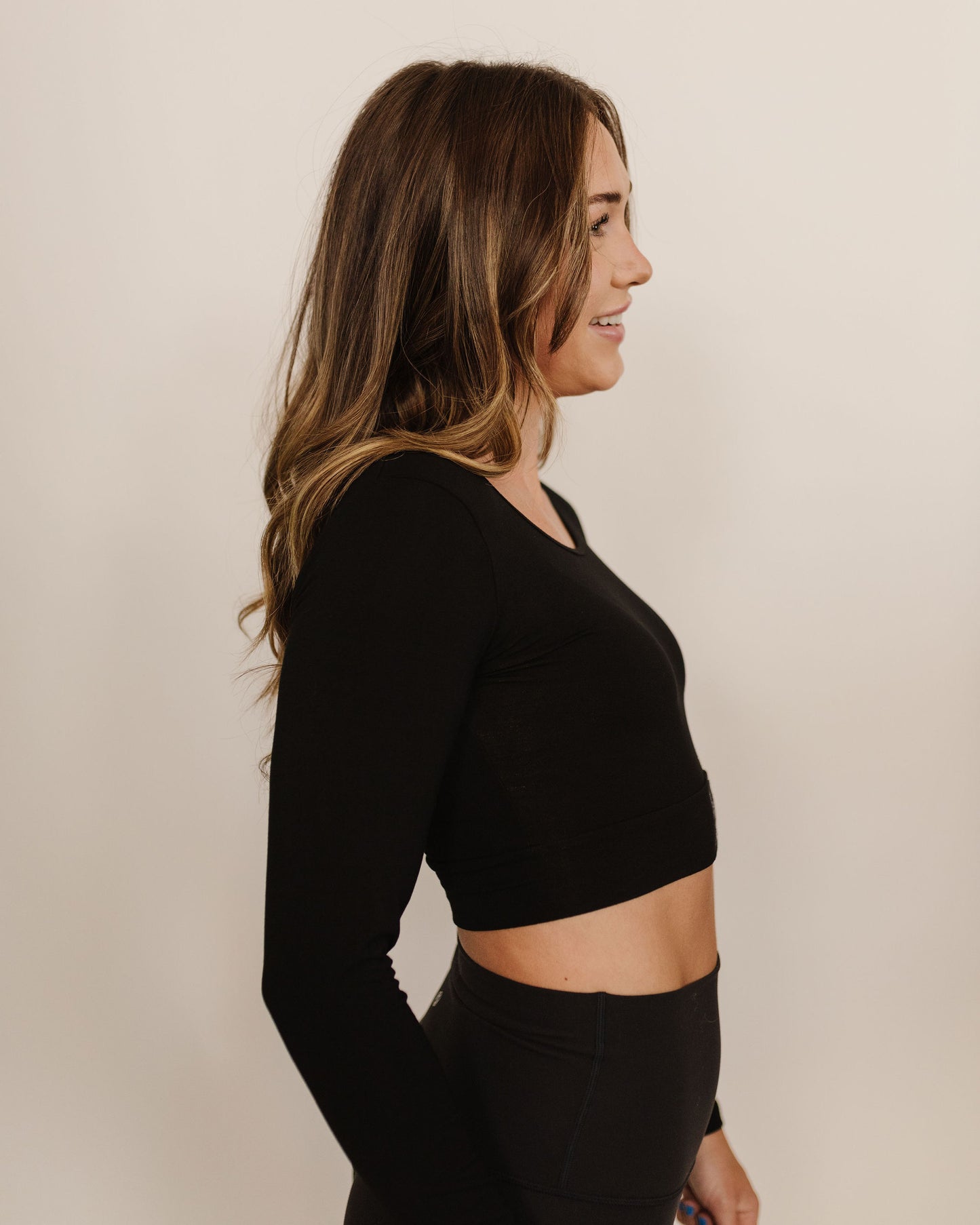 Long Sleeve Layering Top in Black