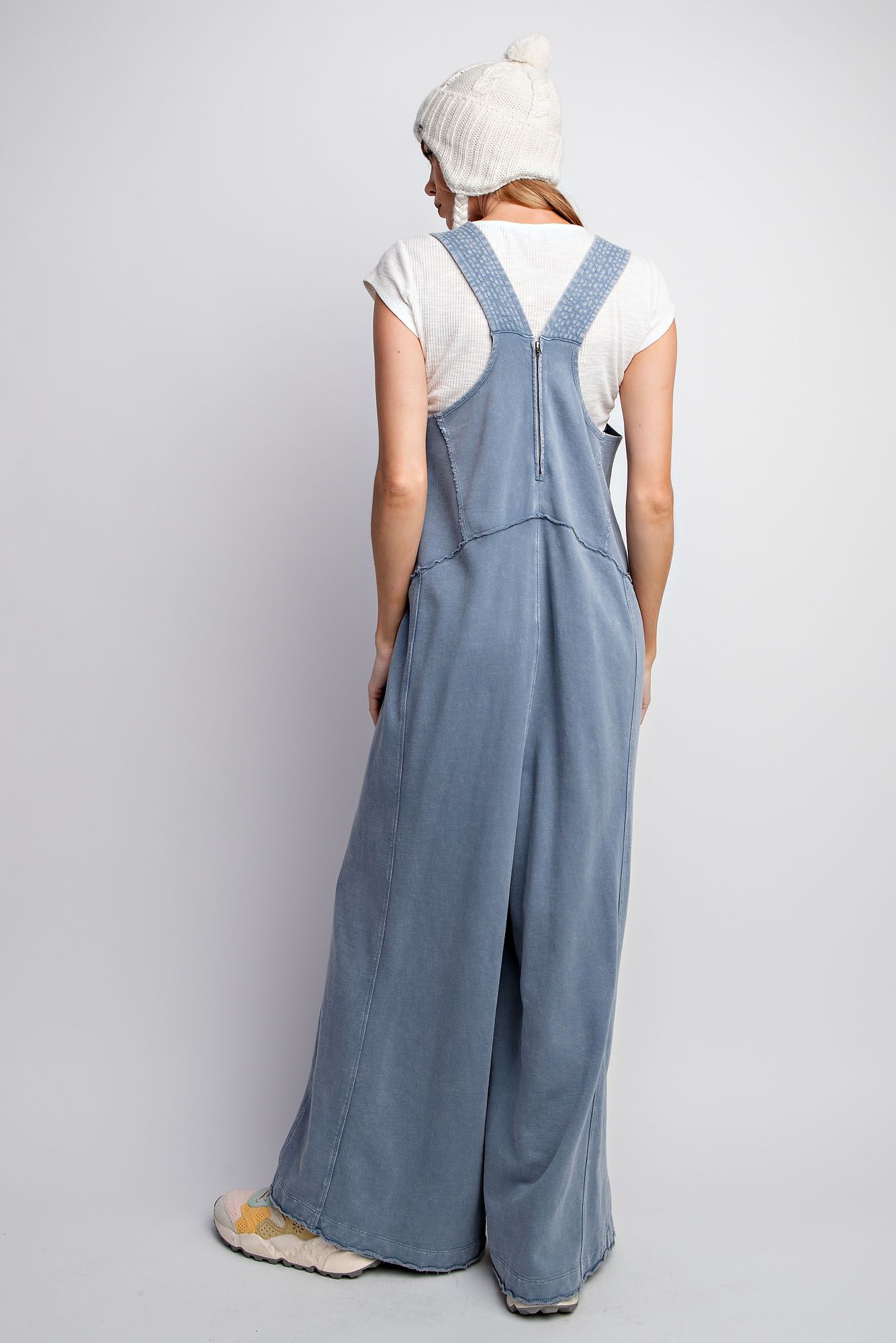Blue Denim Mineral Wash Romper Jumpsuit.