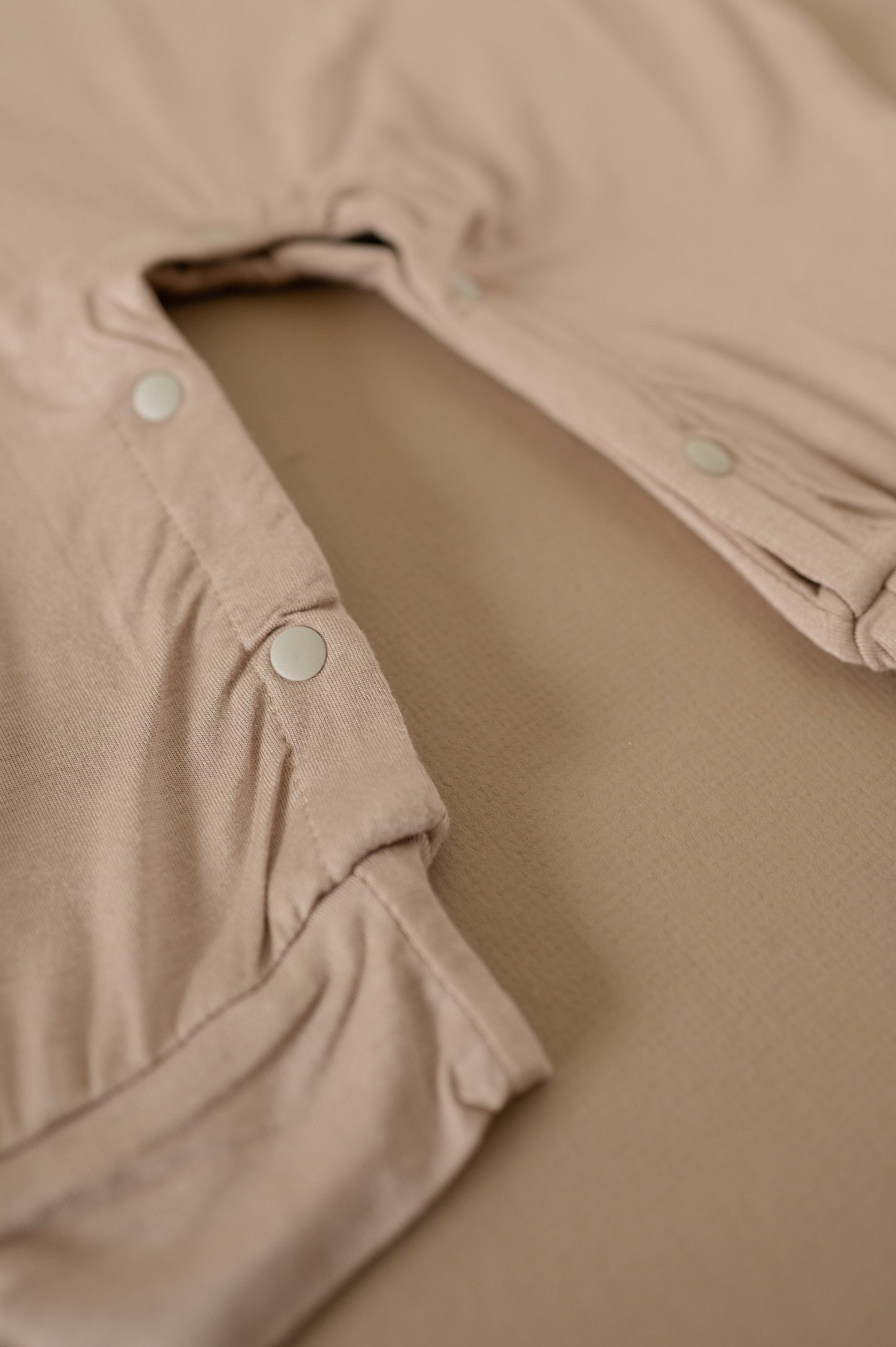 Baby Romper Romper Jumpsuit in Taupe.