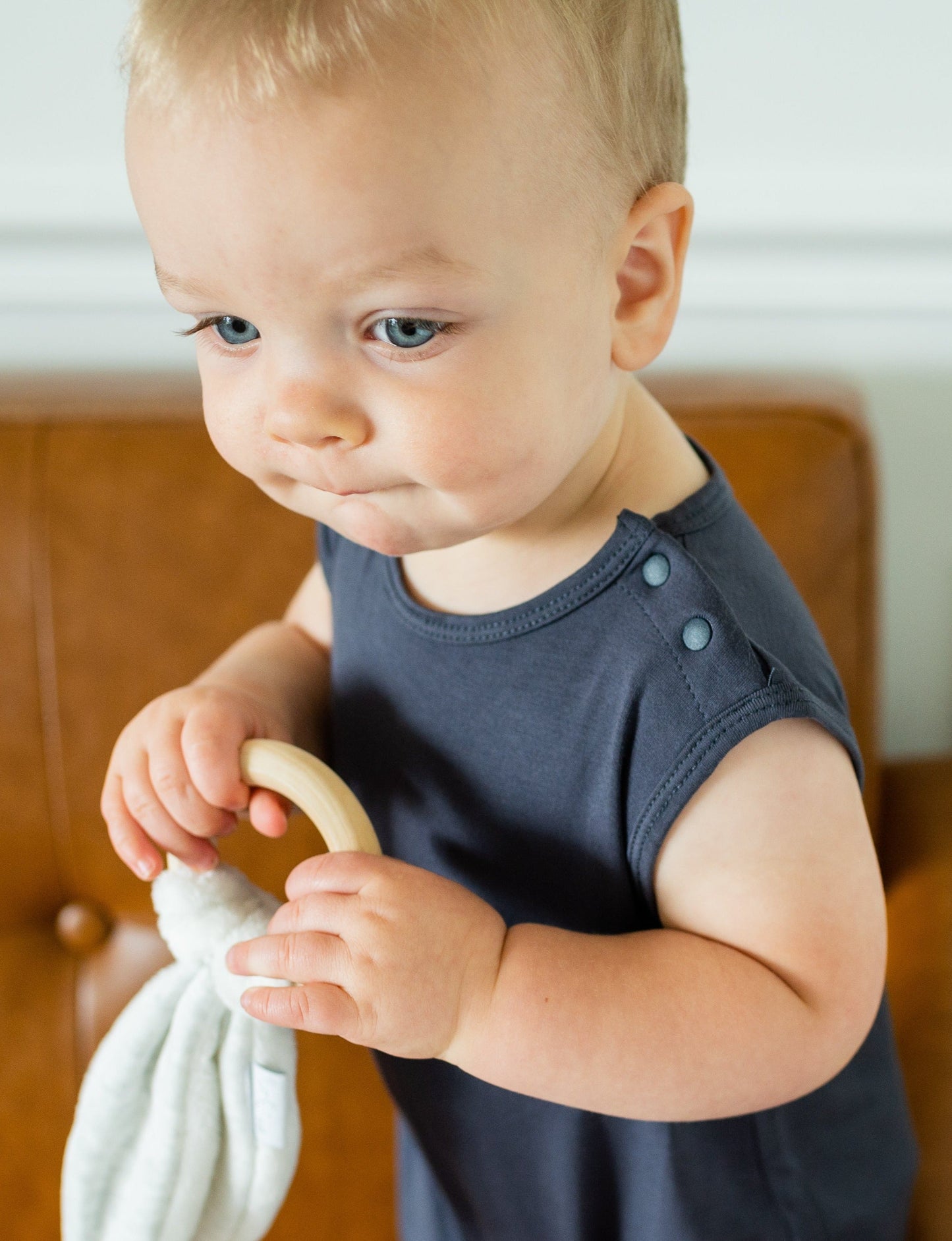 Slate Blue Baby Momper Romper