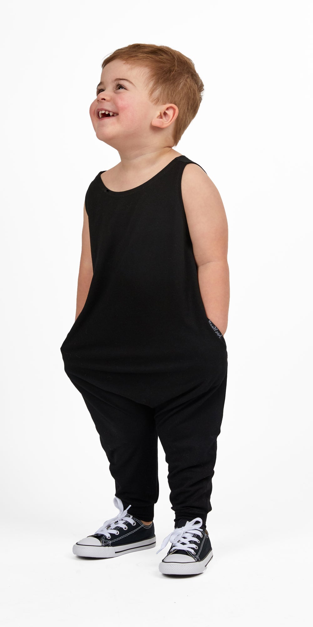 Momper Romper toddler kid mini onepiece in black.
