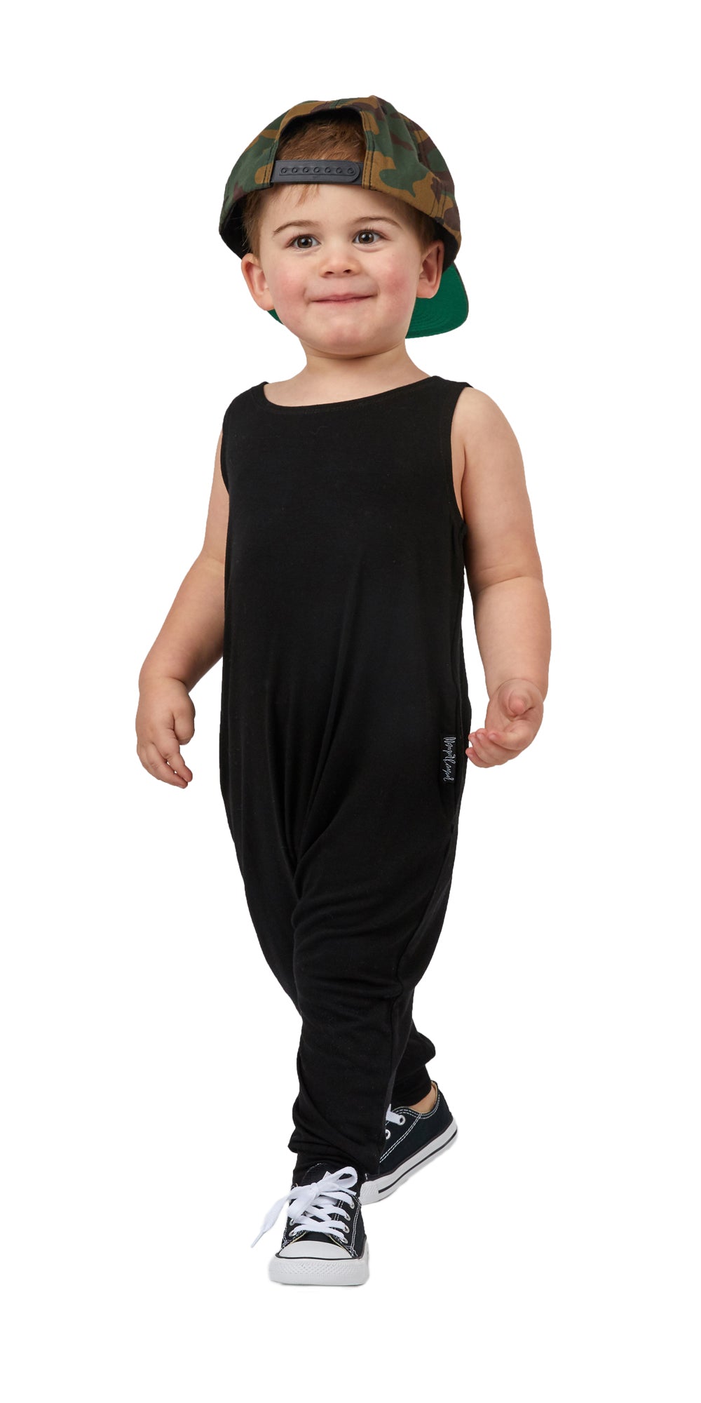 Momper Romper toddler kid mini onepiece in black.