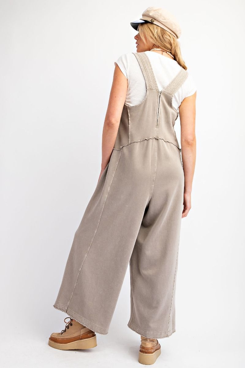 Khaki Mineral Wash Romper Jumpsuit.