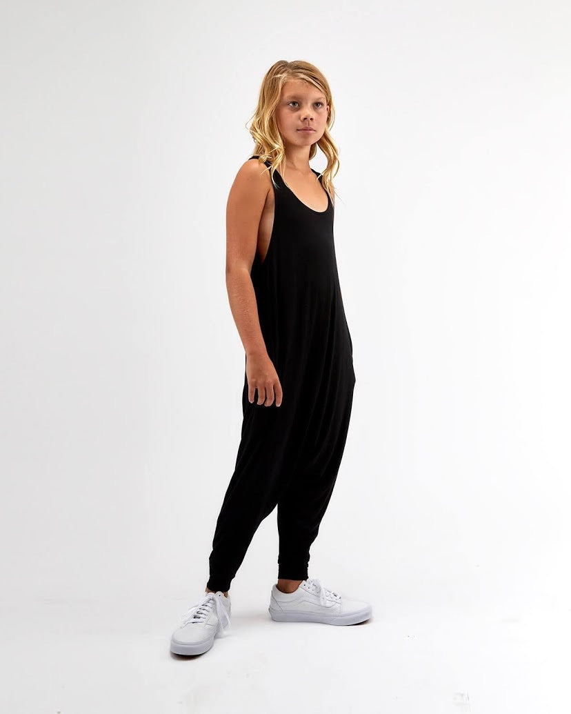 Big Kids Black Momper Romper