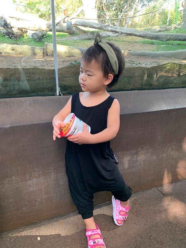 Girls' romper in black.