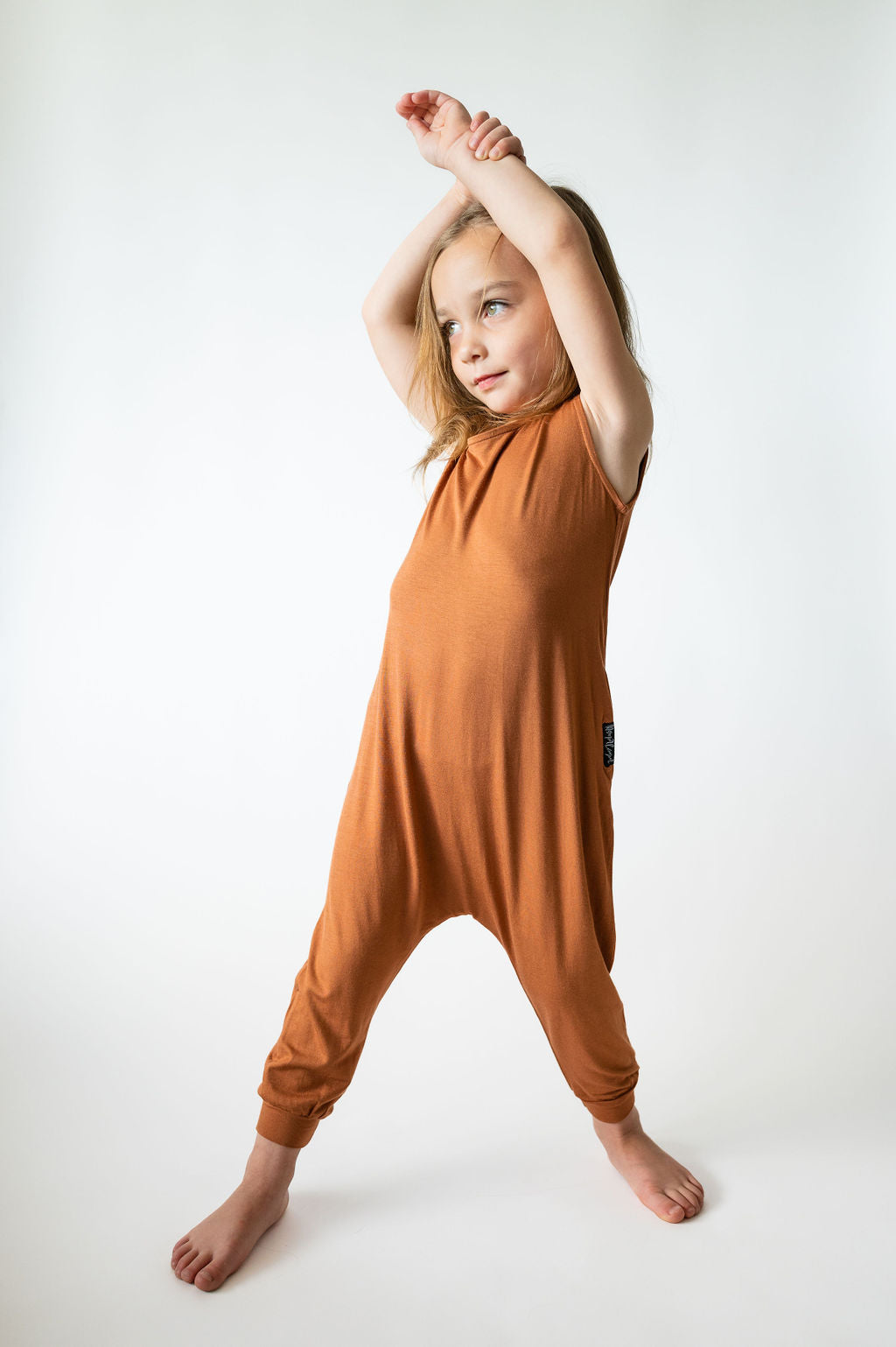 Toddler Kids Romper in Terra Burnt Orange.