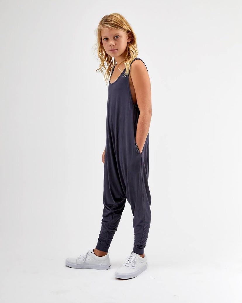 Big Kids Momper Romper in Slate Blue