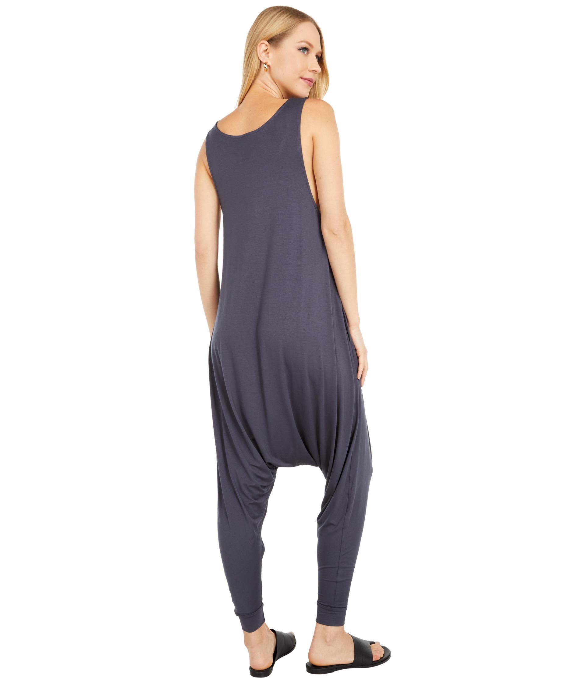 Adult Women's Momper Romper in slate blue.