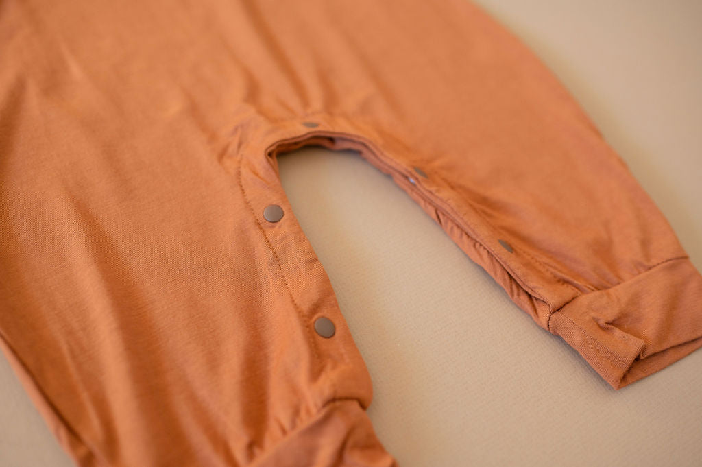 Baby Momper Romper in Terra Burnt Orange