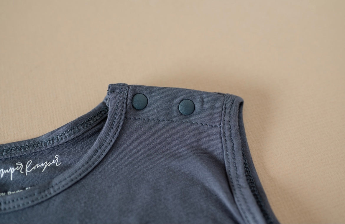 Slate Blue Baby Momper Romper