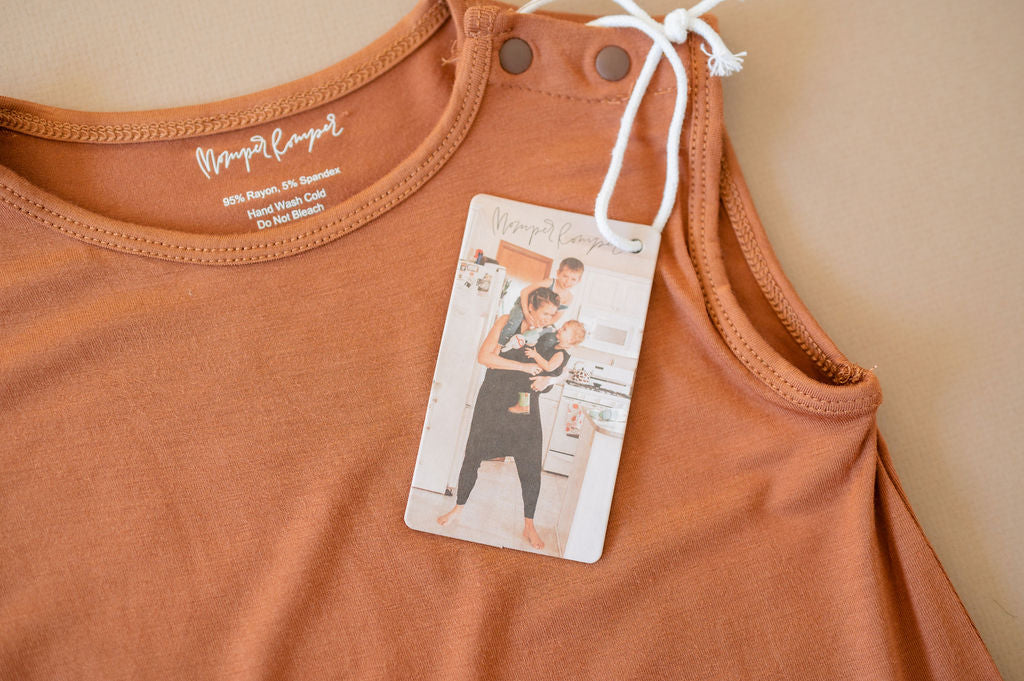 Baby Momper Romper in Terra Burnt Orange