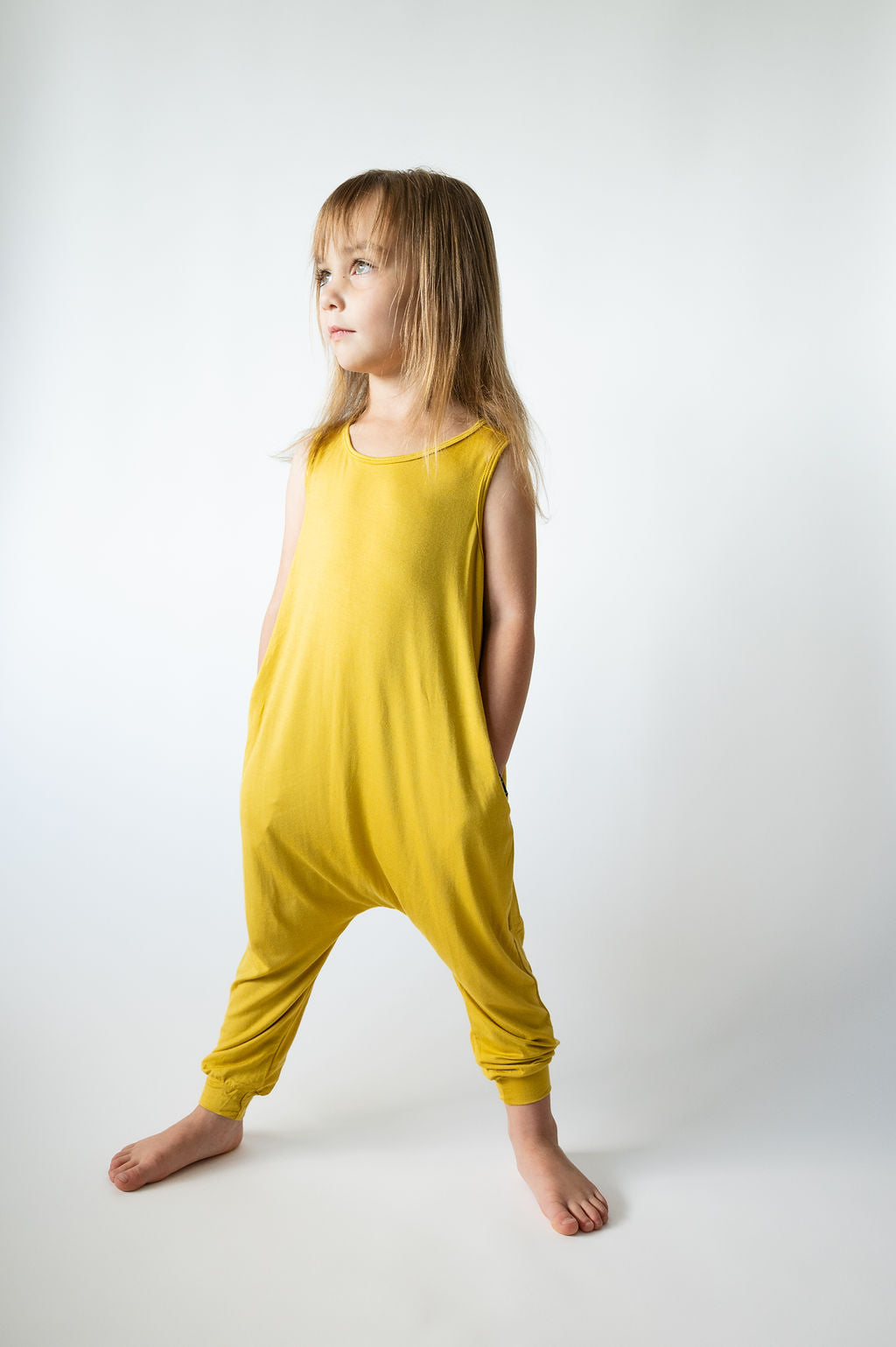 Toddler Kids Romper Jumpsuit in Mustard.