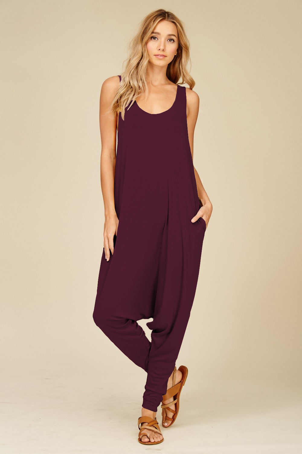 Women's Momper Romper in Desert Rose purple.