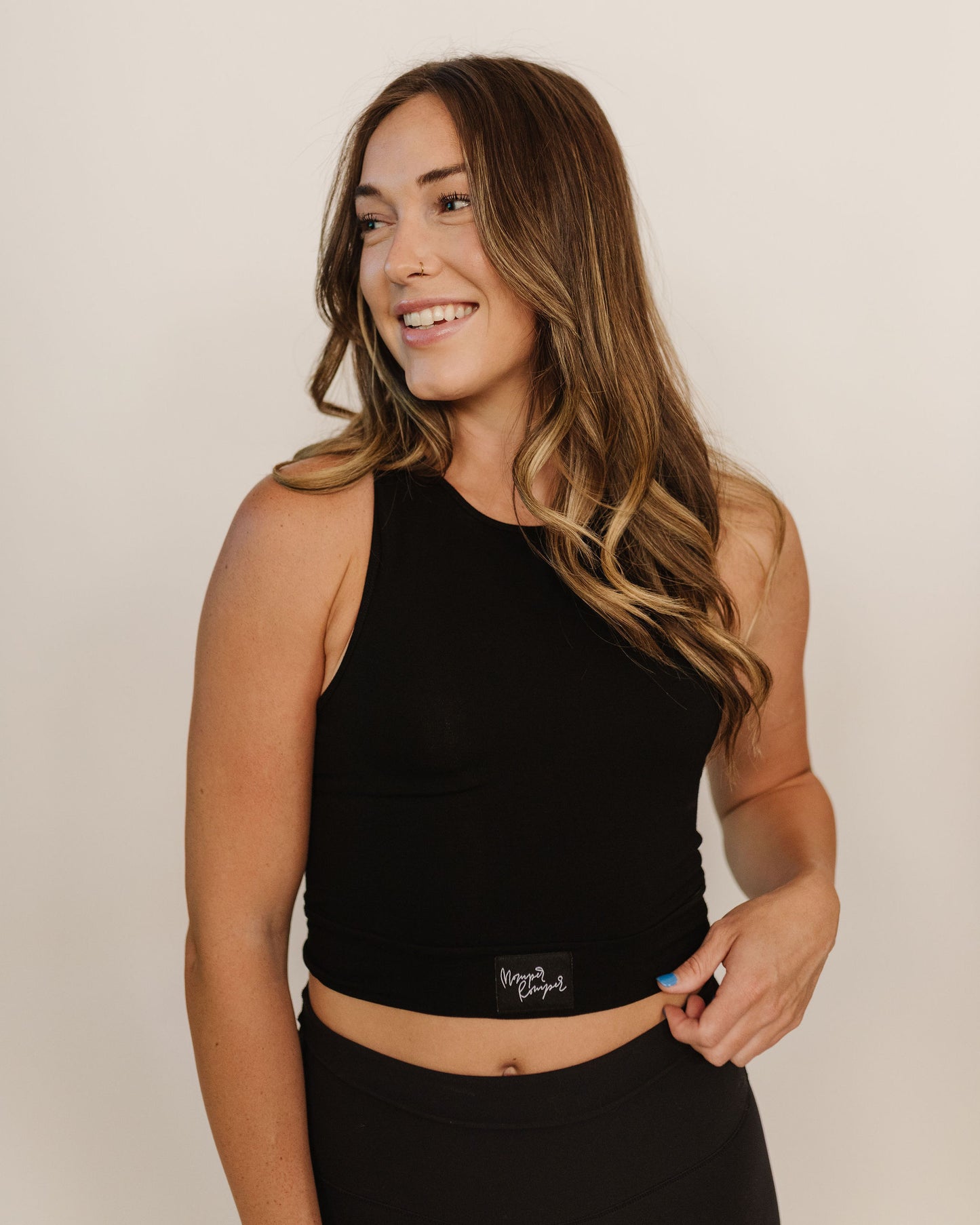 Tank Layering Crop Top in Black