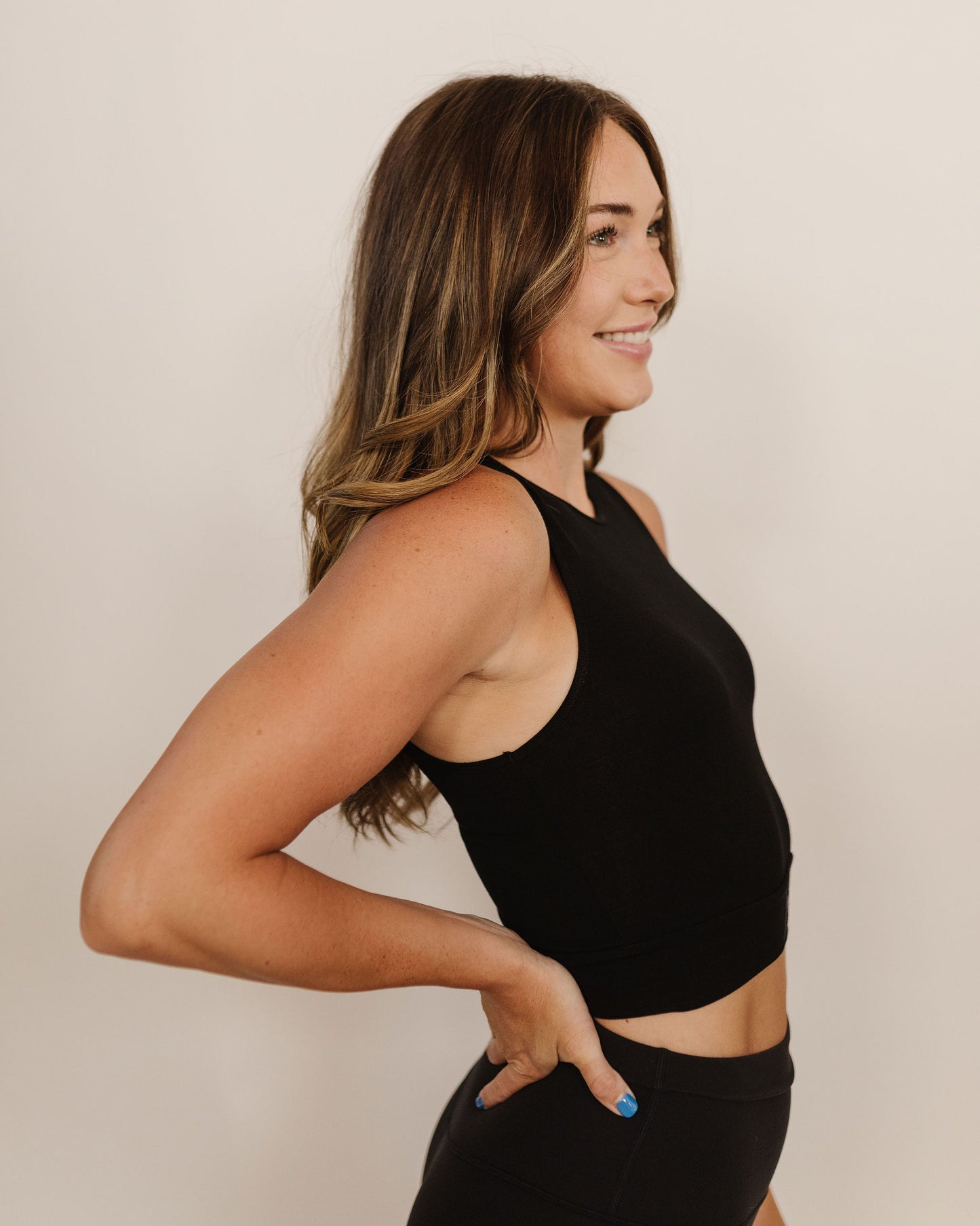 Tank Layering Crop Top in Black