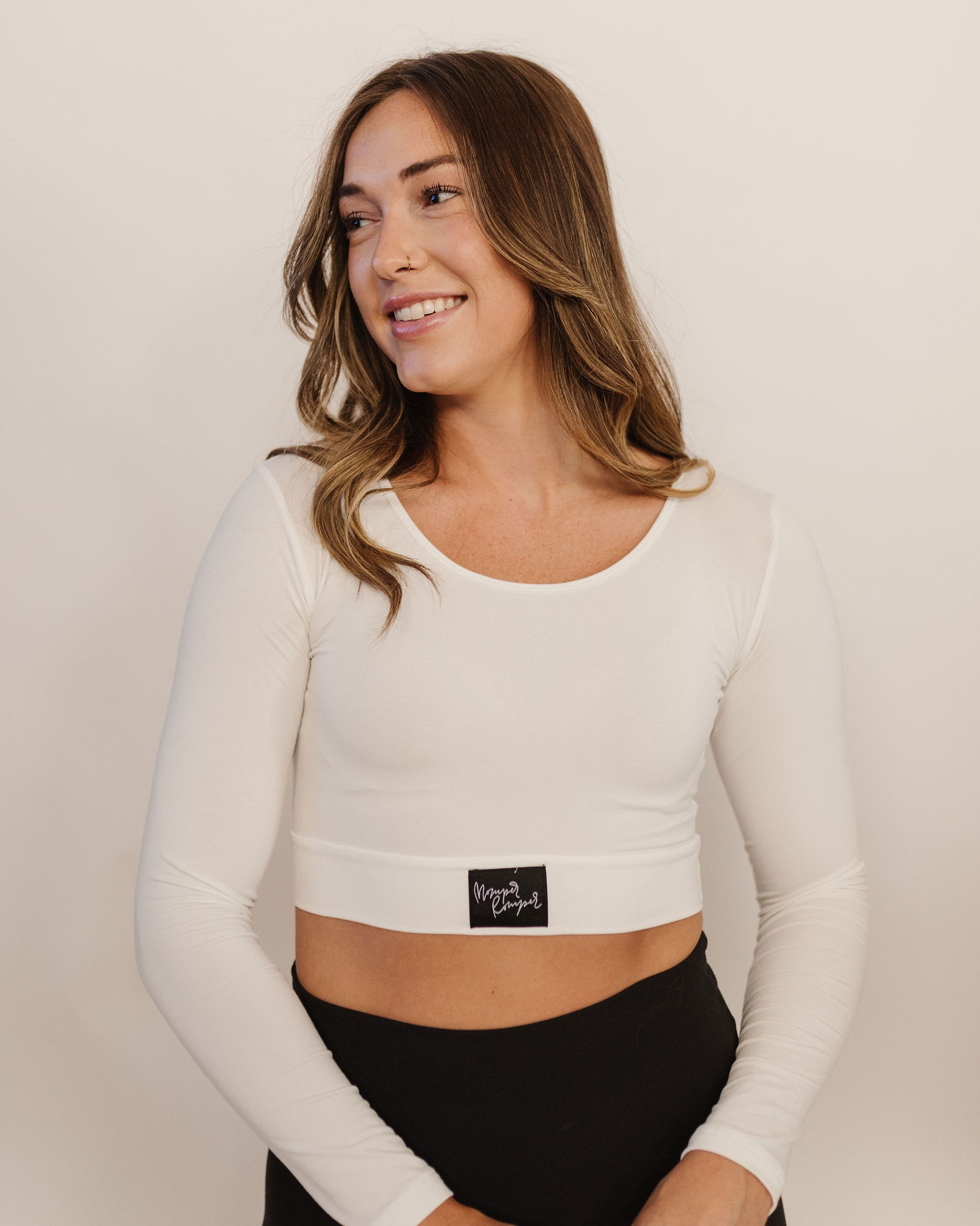 Long Sleeve Layering Top in White