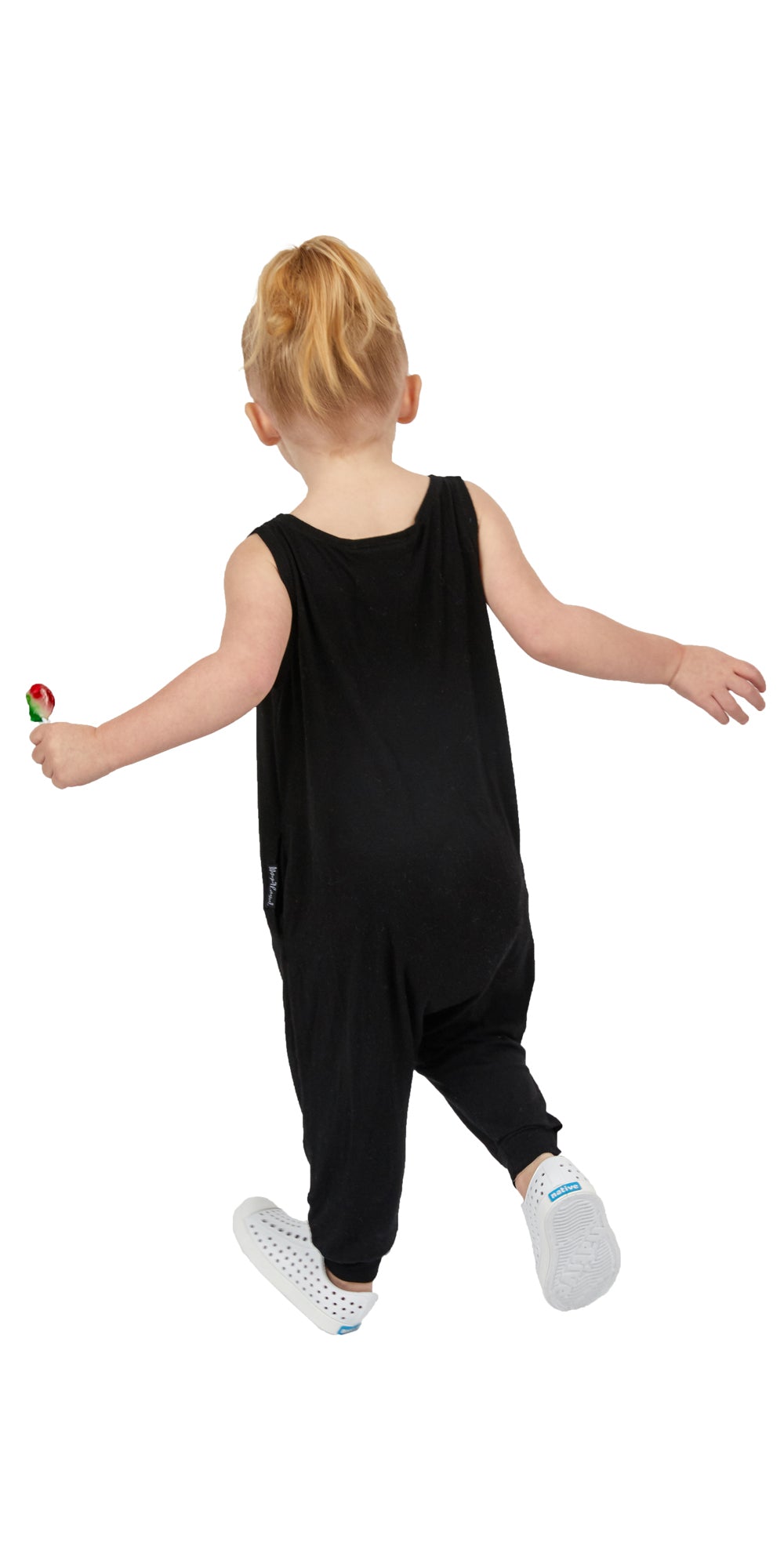 Momper Romper toddler kid mini onepiece in black.
