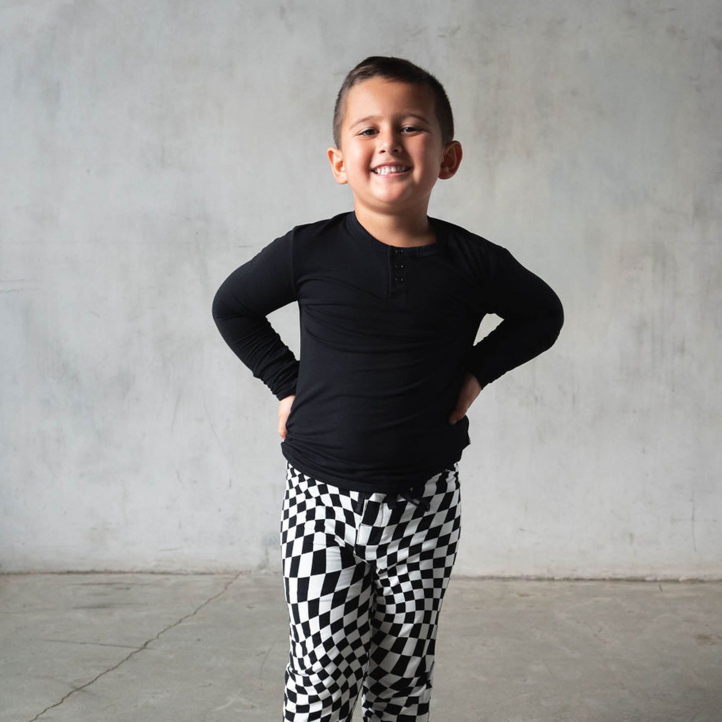 B&W Wavy Checker | Boy's Jogger